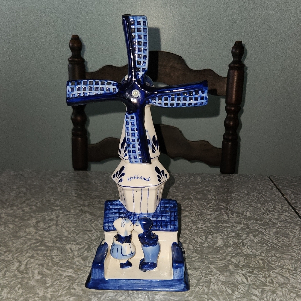 Final Price/ Charming Blue and White Ceramic Windmill